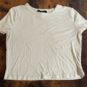 Forever 21 Cream Ribbed Short Sleeve Tee